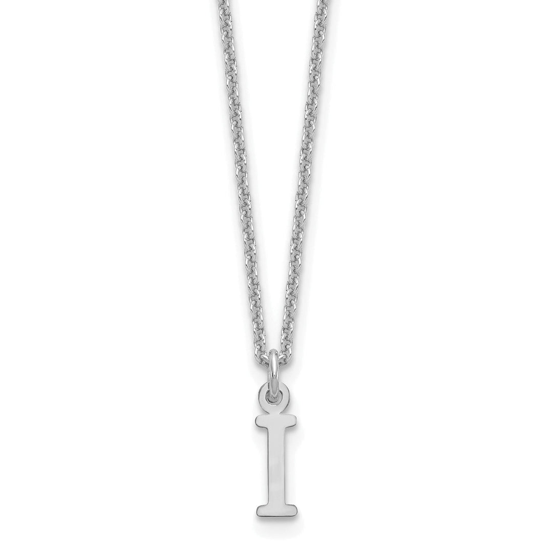 14k White Gold Tiny Cut Out Block Letter J Initial Pendant and Necklace