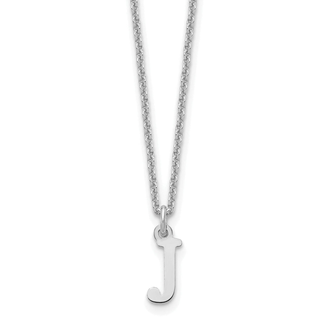 14k White Gold Tiny Cut Out Block Letter K Initial Pendant and Necklace