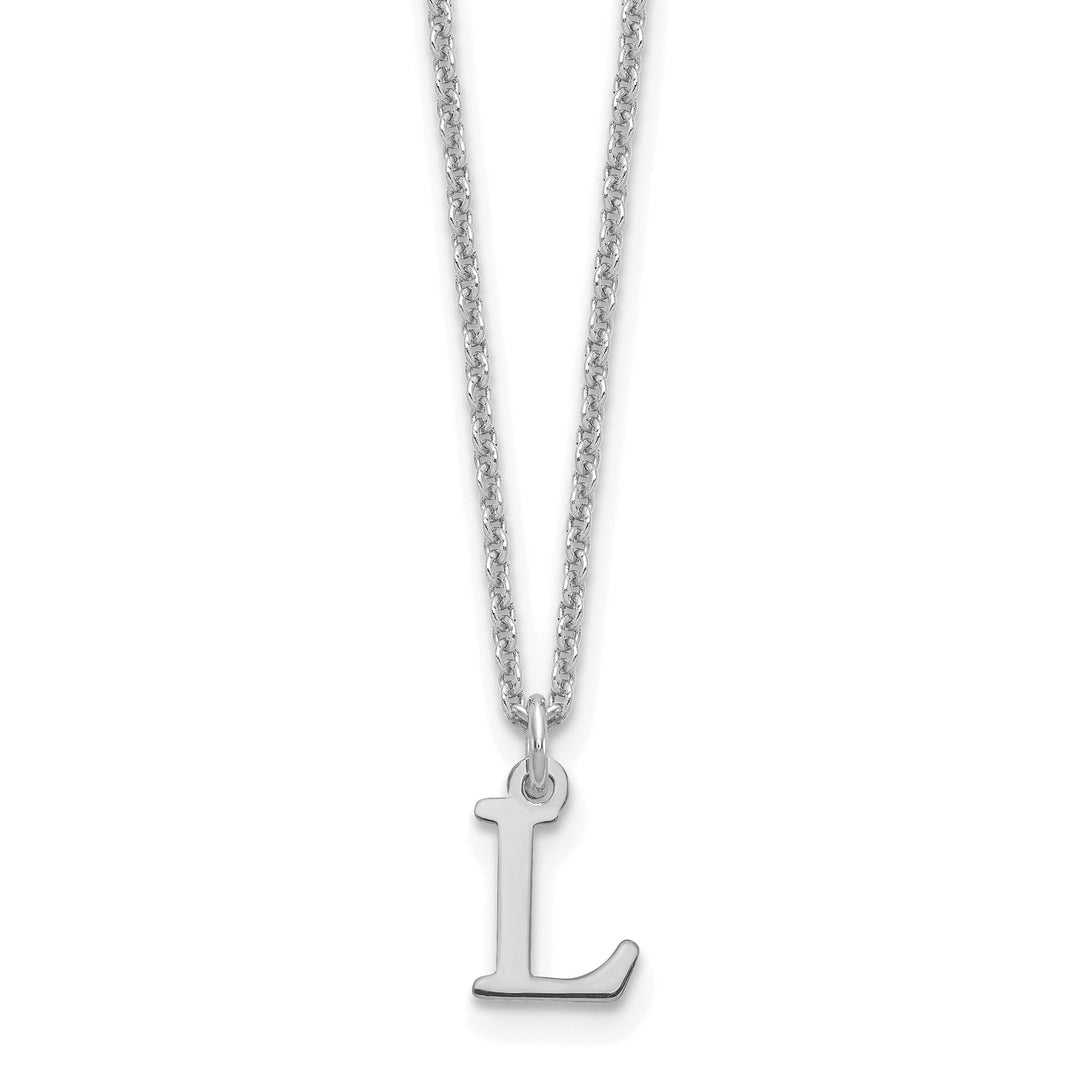 14k White Gold Tiny Cut Out Block Letter M Initial Pendant and Necklace