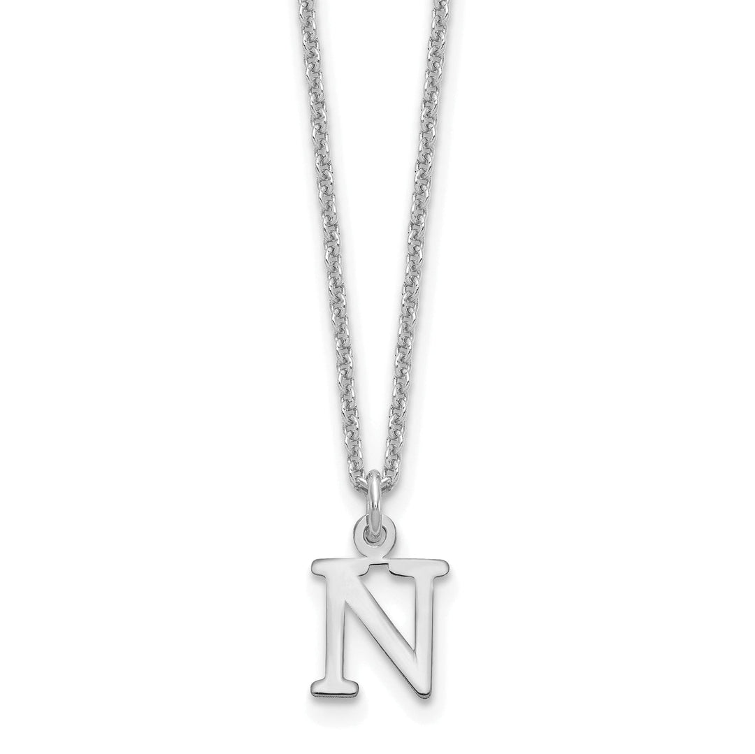 14k White Gold Tiny Cut Out Block Letter O Initial Pendant and Necklace