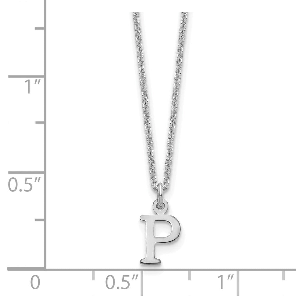 14k White Gold Tiny Cut Out Block Letter Q Initial Pendant and Necklace