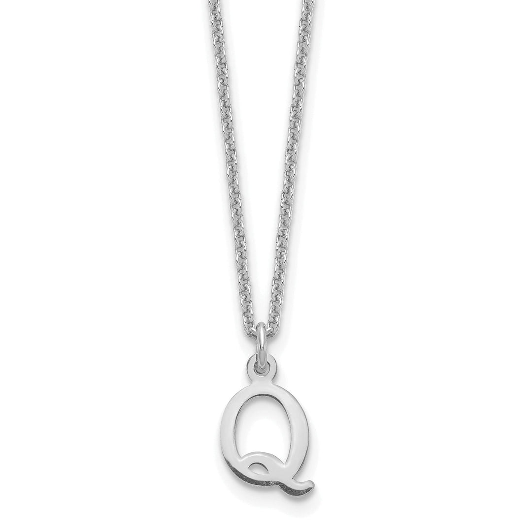 14k White Gold Tiny Cut Out Block Letter R Initial Pendant and Necklace