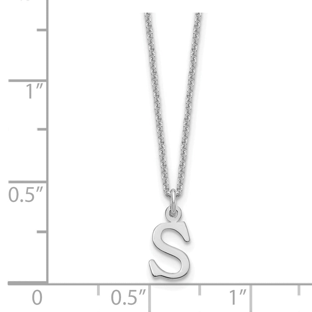14k White Gold Tiny Cut Out Block Letter T Initial Pendant and Necklace