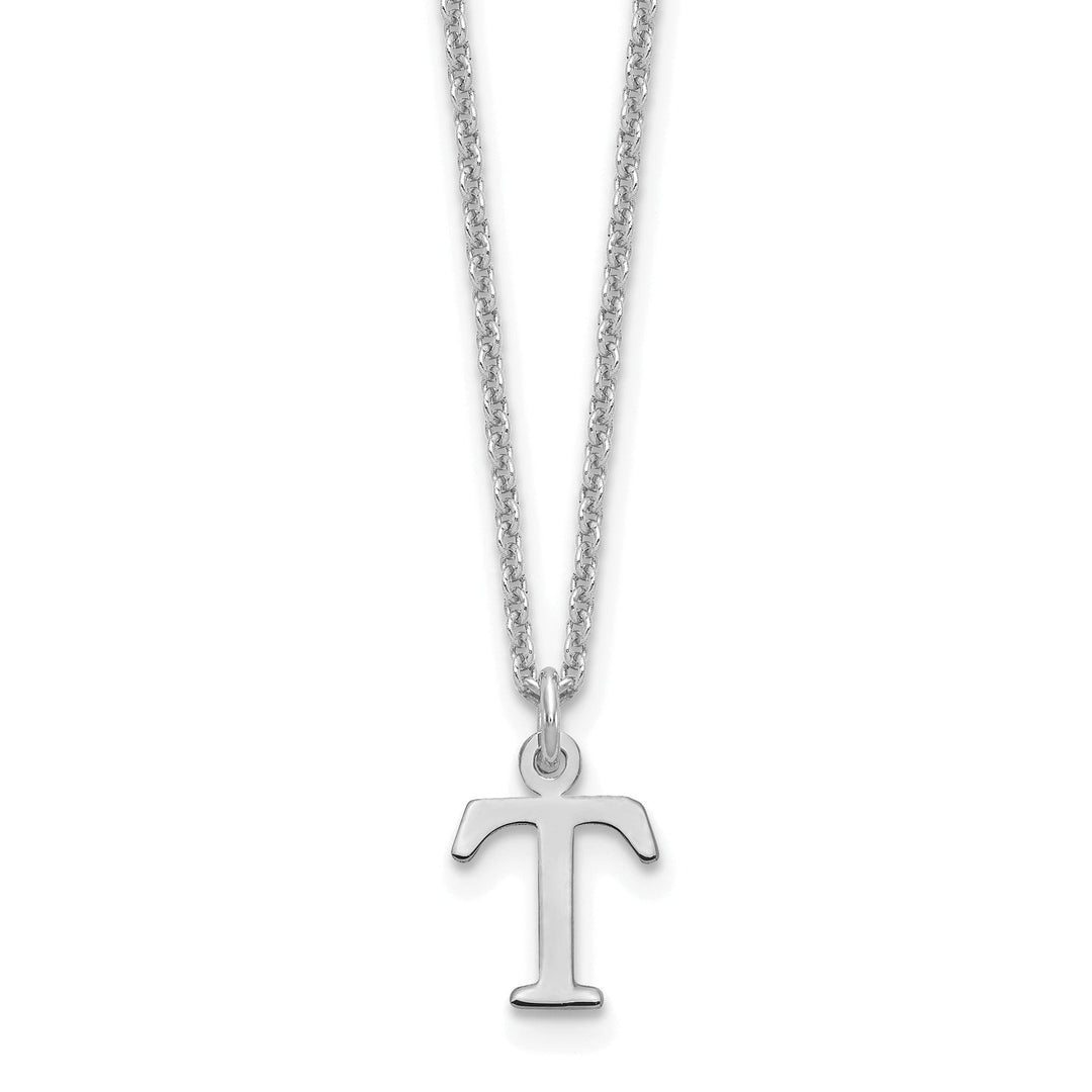 14k White Gold Tiny Cut Out Block Letter U Initial Pendant and Necklace