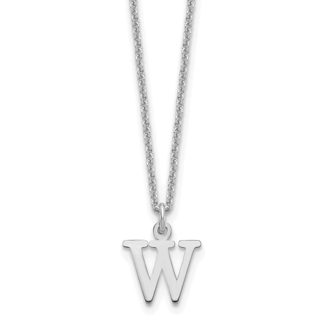 14k White Gold Tiny Cut Out Block Letter X Initial Pendant and Necklace
