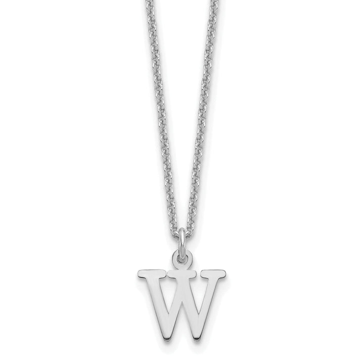 14k White Gold Tiny Cut Out Block Letter X Initial Pendant and Necklace