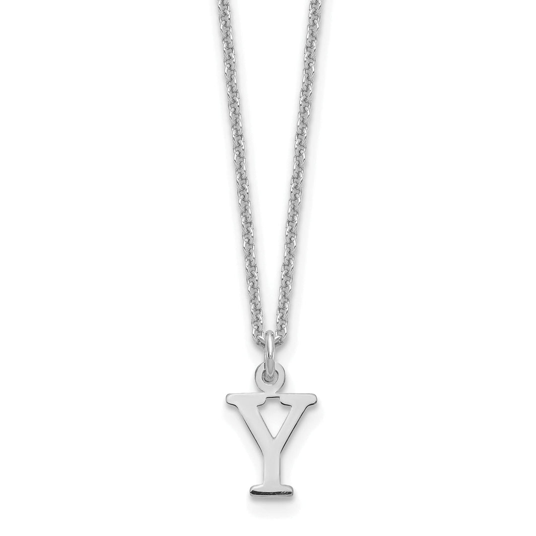 14k White Gold Tiny Cut Out Block Letter Z Initial Pendant and Necklace
