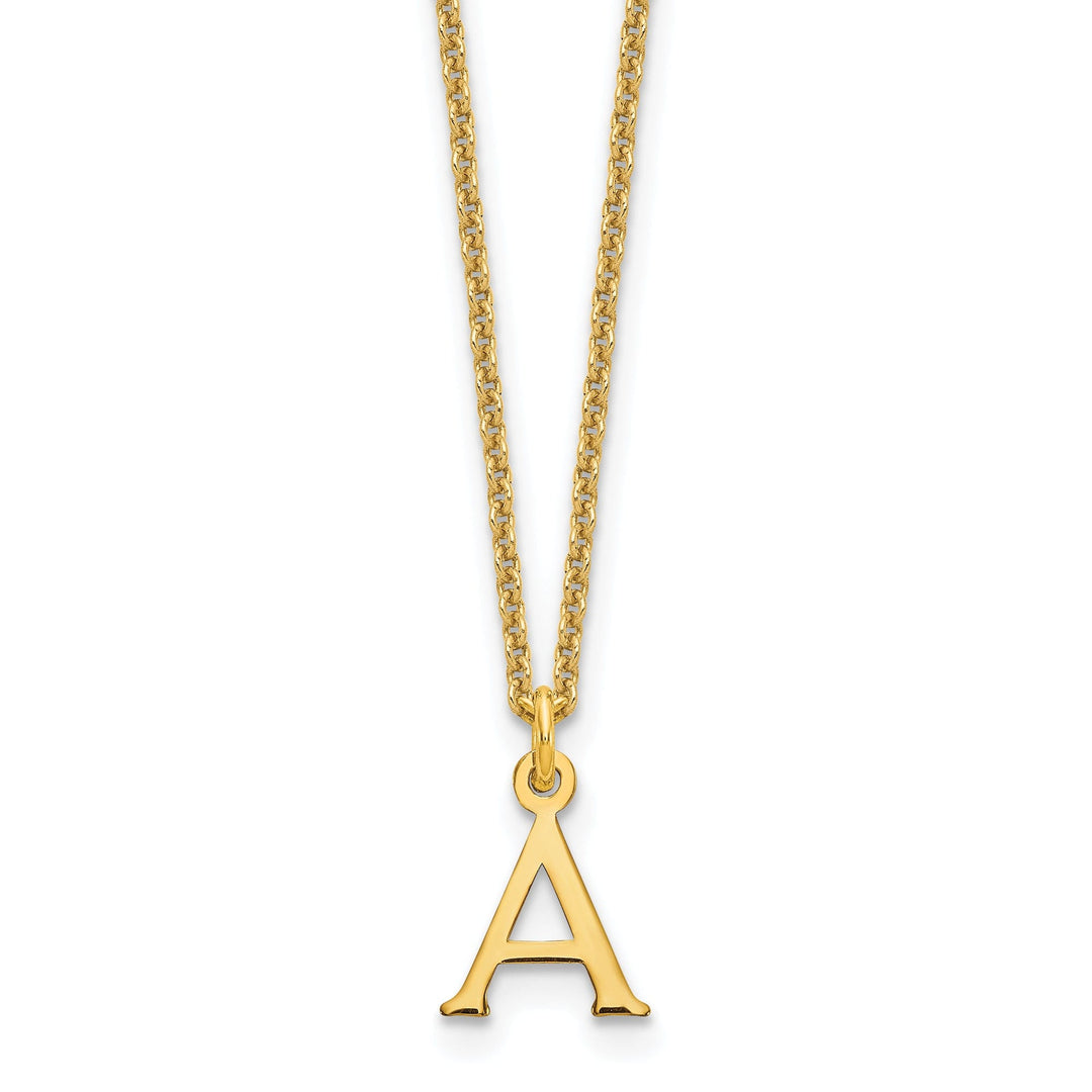 14k Yellow Gold Tiny Cut Out Block Letter B Initial Pendant and Necklace