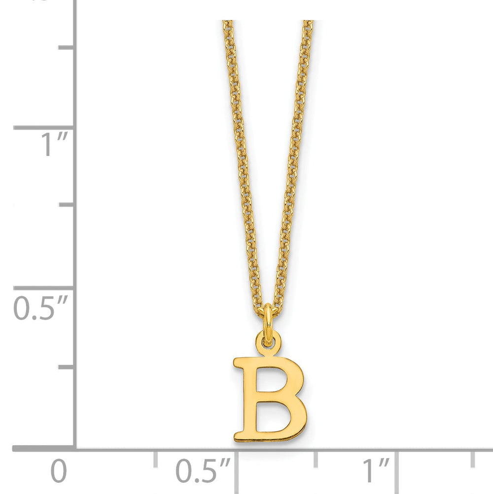 14k Yellow Gold Tiny Cut Out Block Letter C Initial Pendant and Necklace