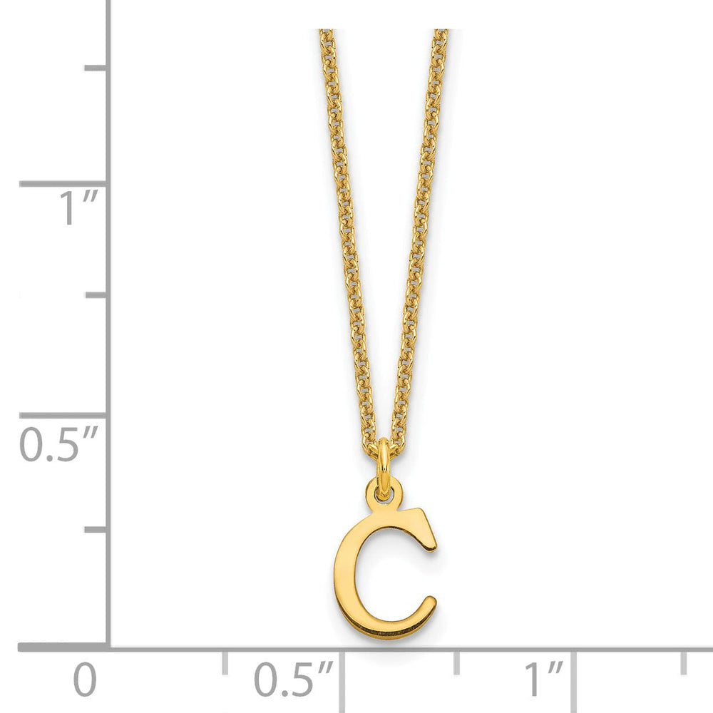14k Yellow Gold Tiny Cut Out Block Letter D Initial Pendant and Necklace