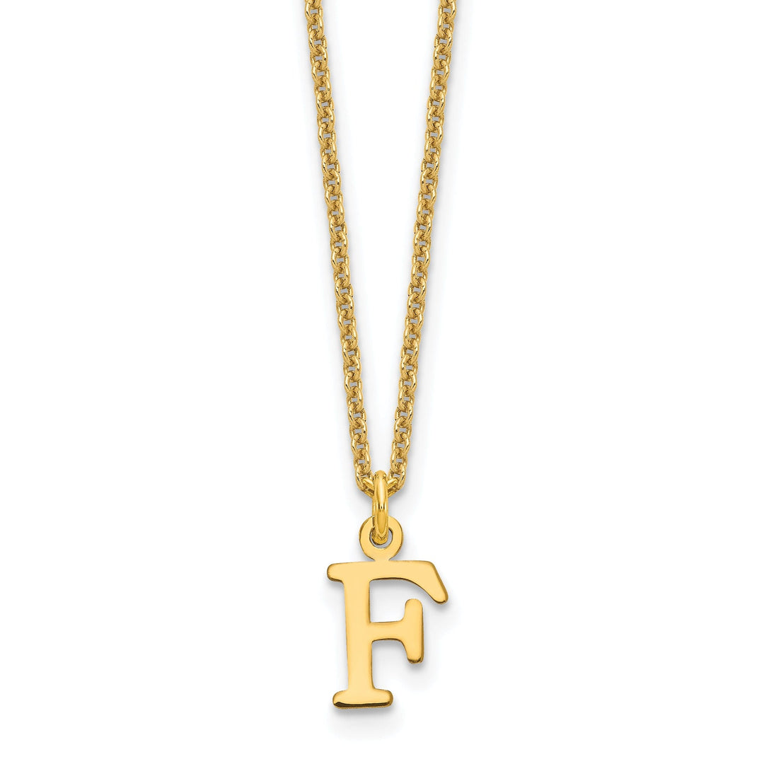 14k Yellow Gold Tiny Cut Out Block Letter G Initial Pendant and Necklace