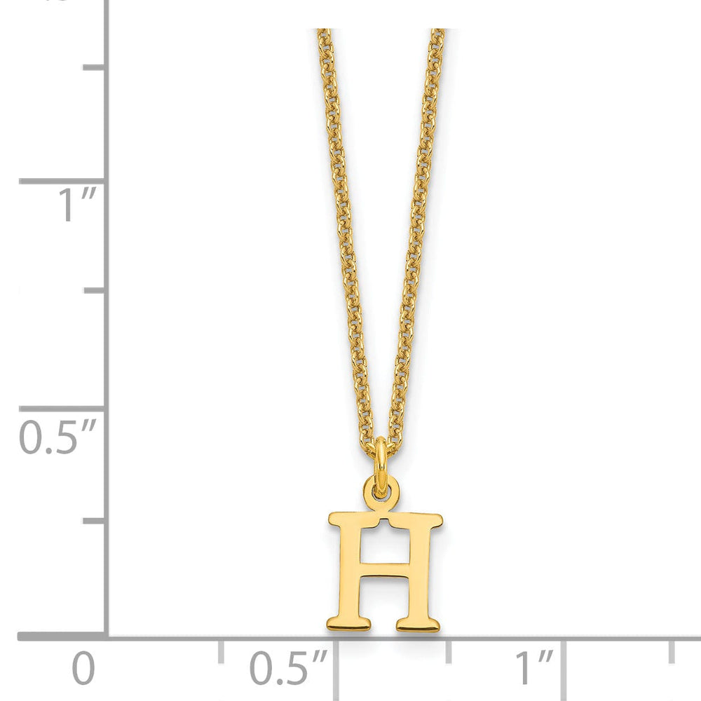 14k Yellow Gold Tiny Cut Out Block Letter I Initial Pendant and Necklace