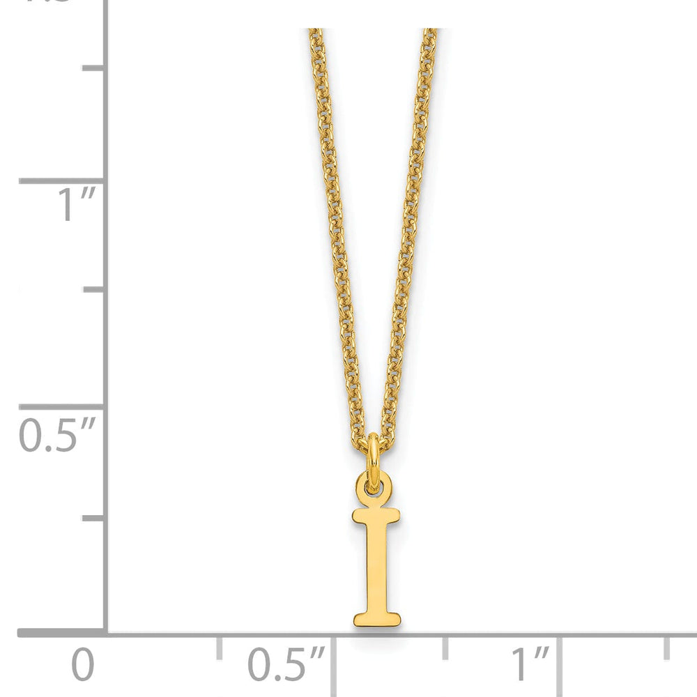 14k Yellow Gold Tiny Cut Out Block Letter J Initial Pendant and Necklace