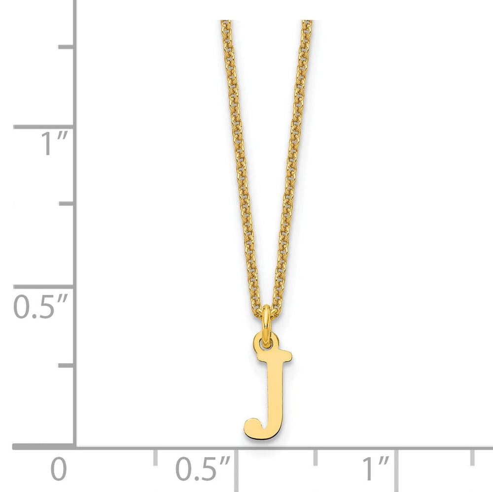 14k Yellow Gold Tiny Cut Out Block Letter K Initial Pendant and Necklace