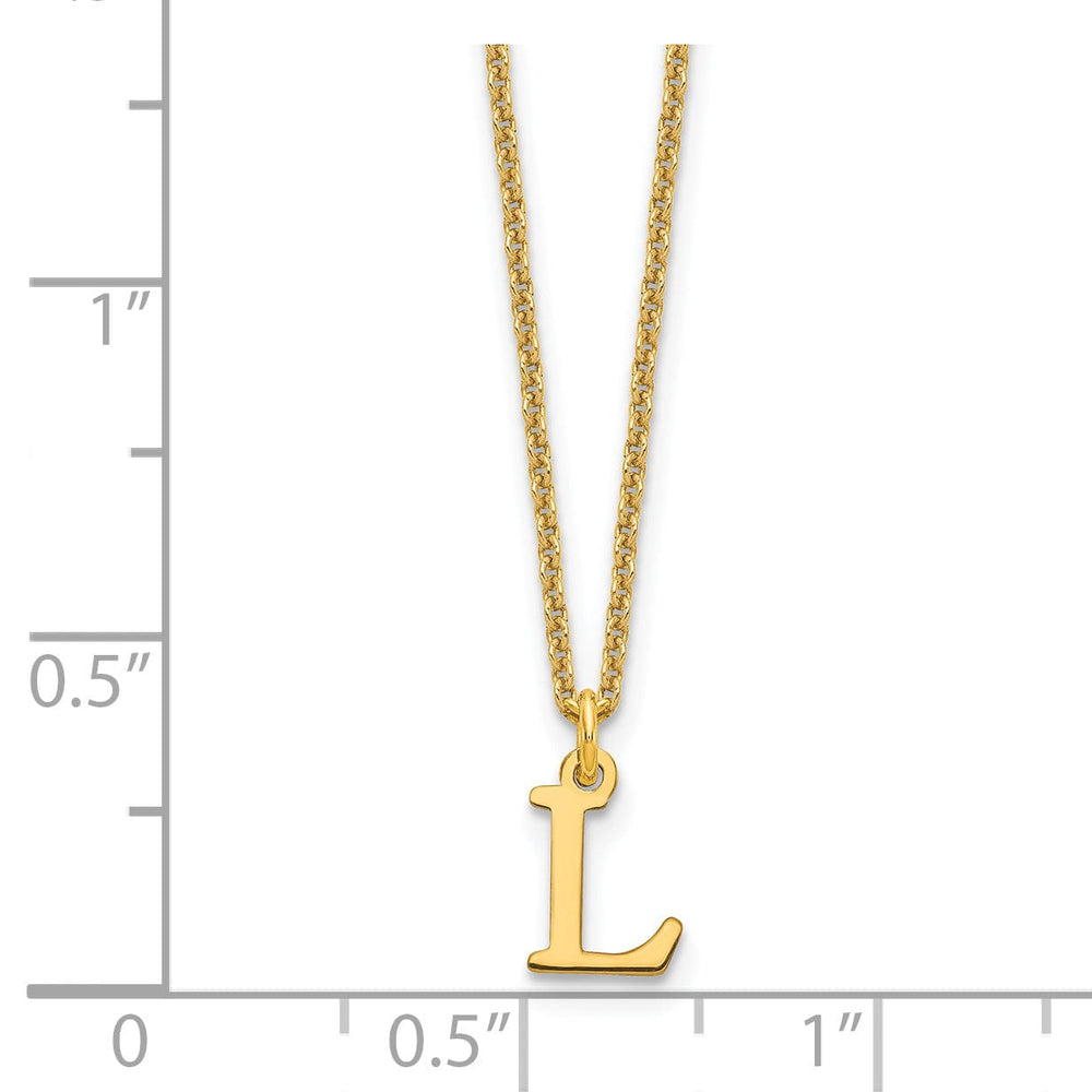 14k Yellow Gold Tiny Cut Out Block Letter M Initial Pendant and Necklace