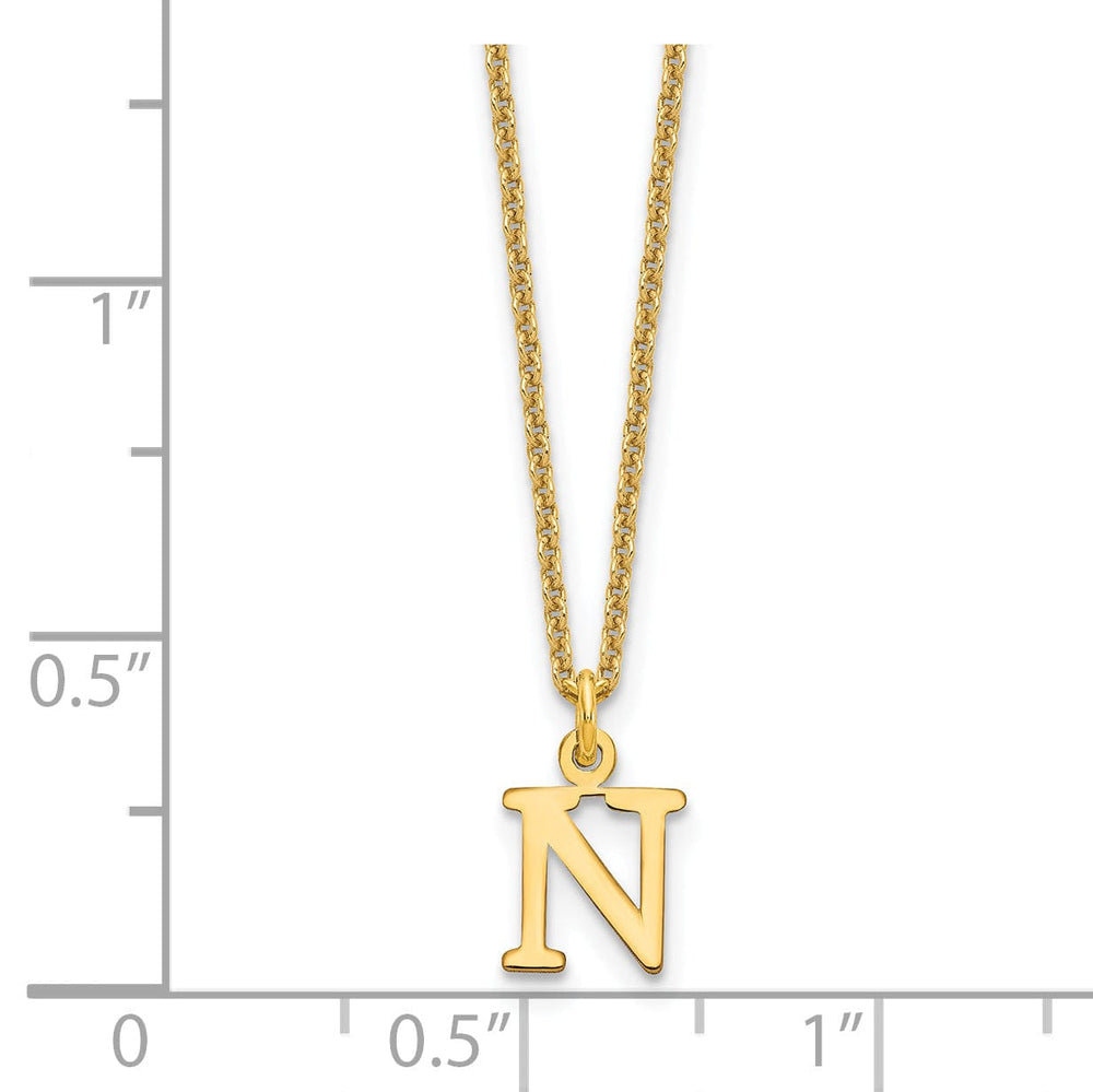 14k Yellow Gold Tiny Cut Out Block Letter O Initial Pendant and Necklace