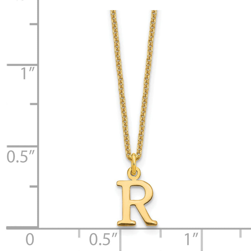 14k Yellow Gold Tiny Cut Out Block Letter S Initial Pendant and Necklace