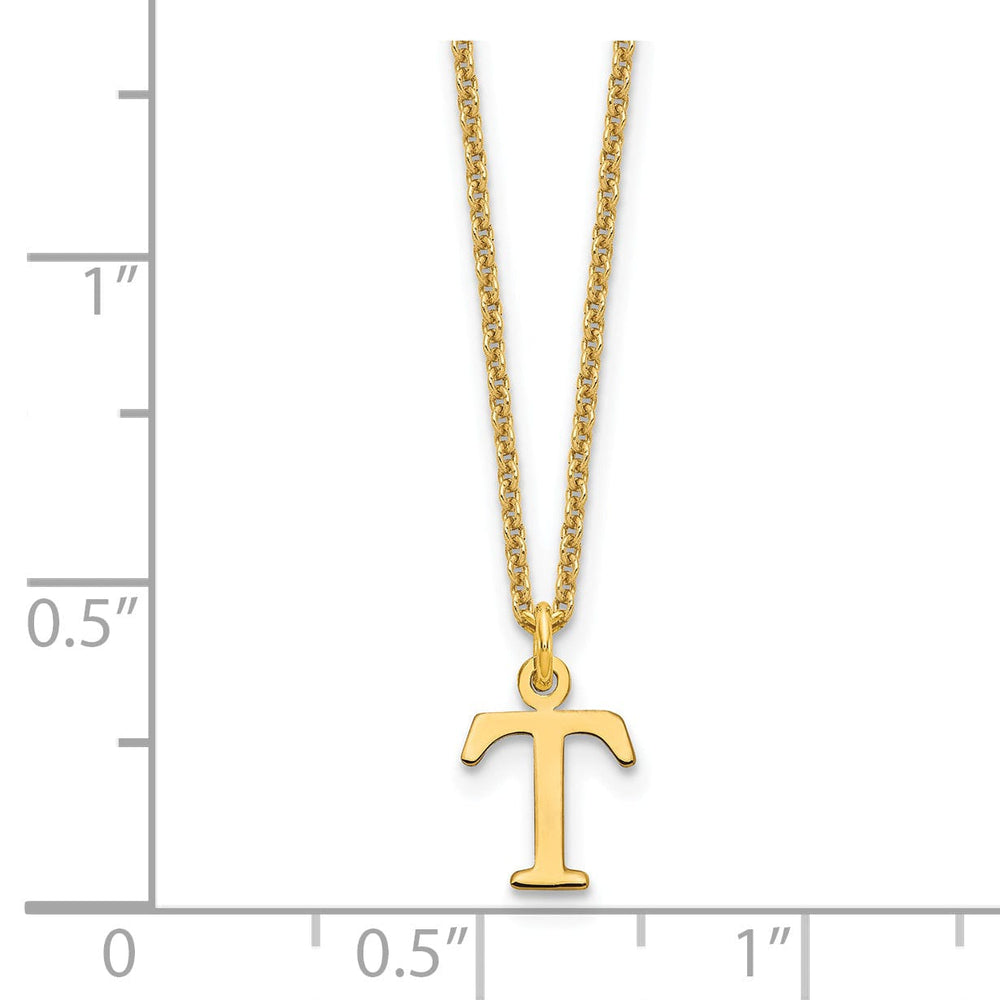 14k Yellow Gold Tiny Cut Out Block Letter U Initial Pendant and Necklace