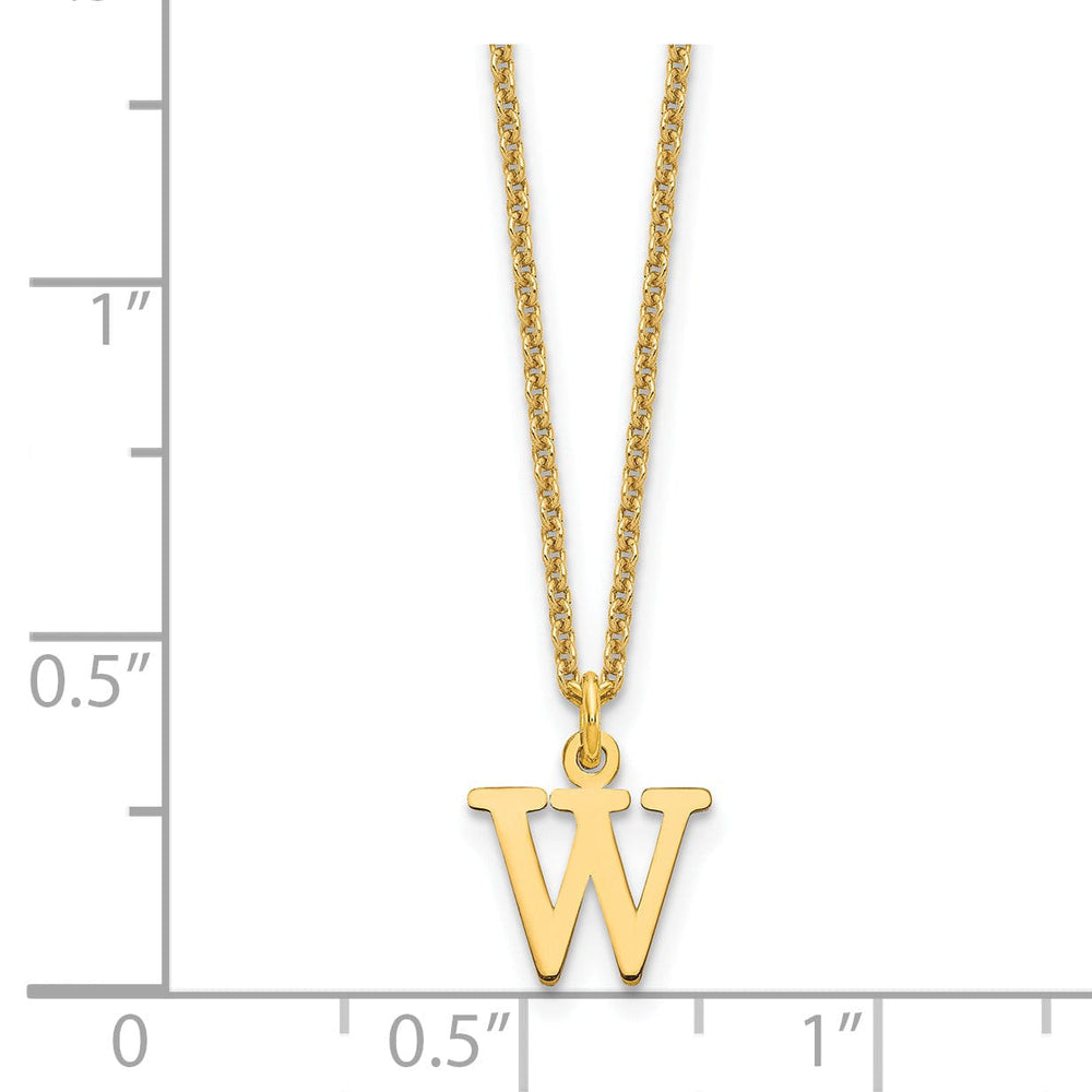 14k Yellow Gold Tiny Cut Out Block Letter X Initial Pendant and Necklace