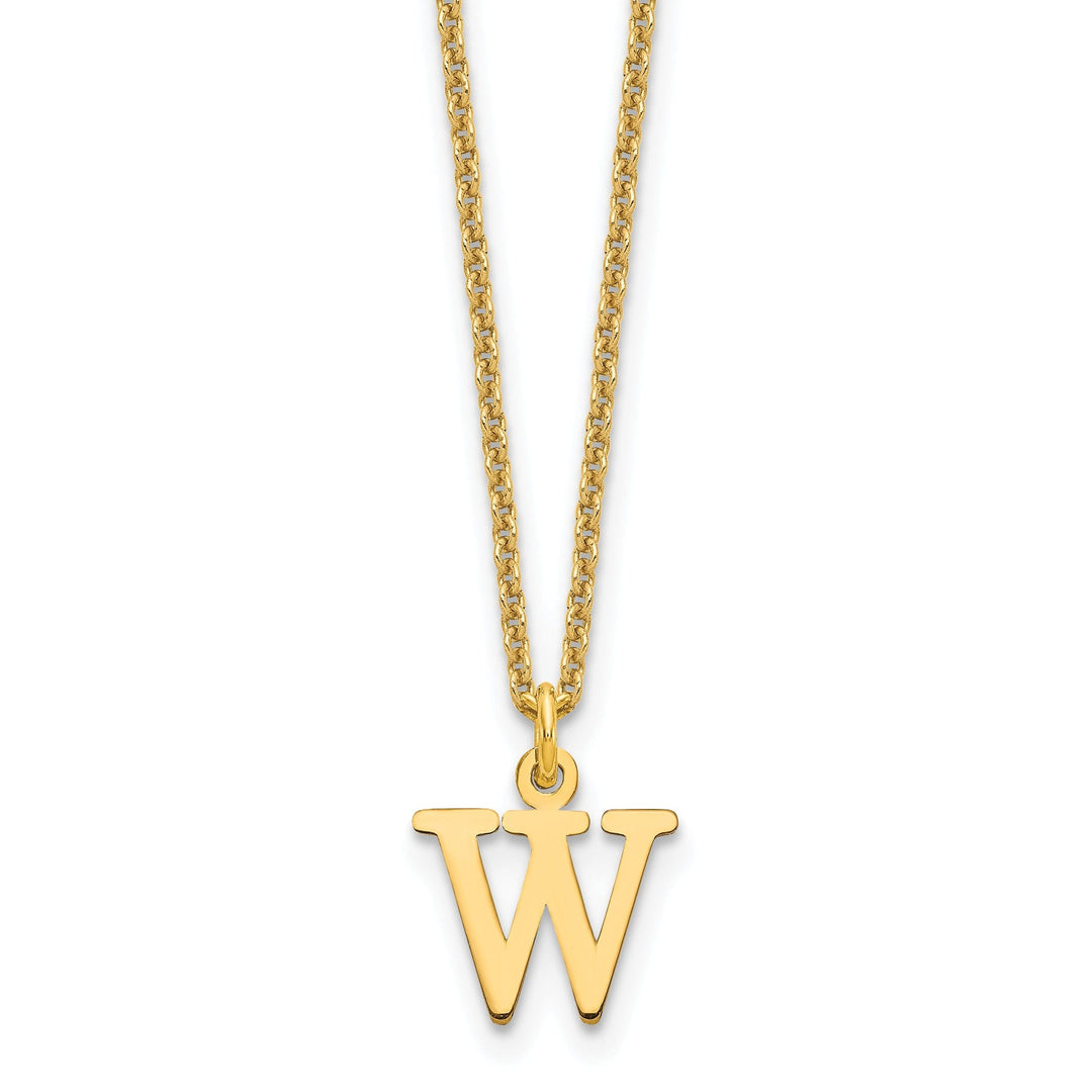 14k Yellow Gold Tiny Cut Out Block Letter X Initial Pendant and Necklace