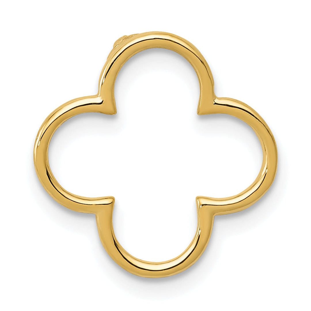 14k Yellow Gold Small Flat Back Solid Polished Finish Quatrefoil Design Chain Slide. Does Not Fit Omega.