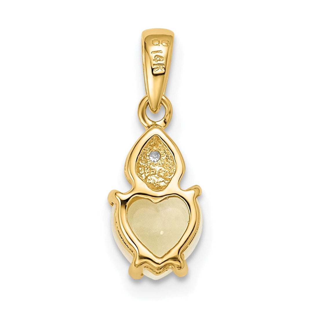 14K Yellow Gold Diamond Opal Heart Pendant