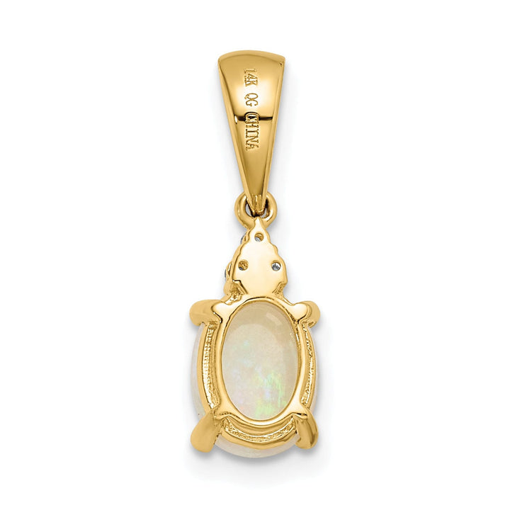 14k Yellow Gold Austrian Opal Diamond Pendant