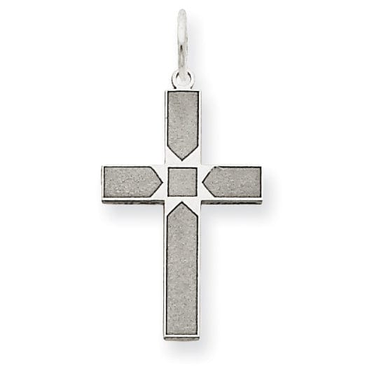 14k White Gold Laser Designed Cross Pendant