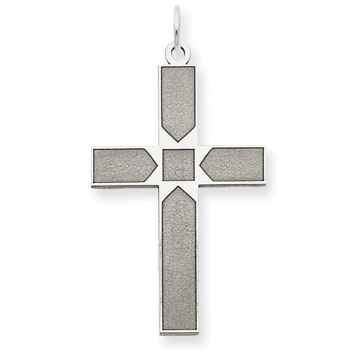 14k White Gold Laser Designed Cross Pendant