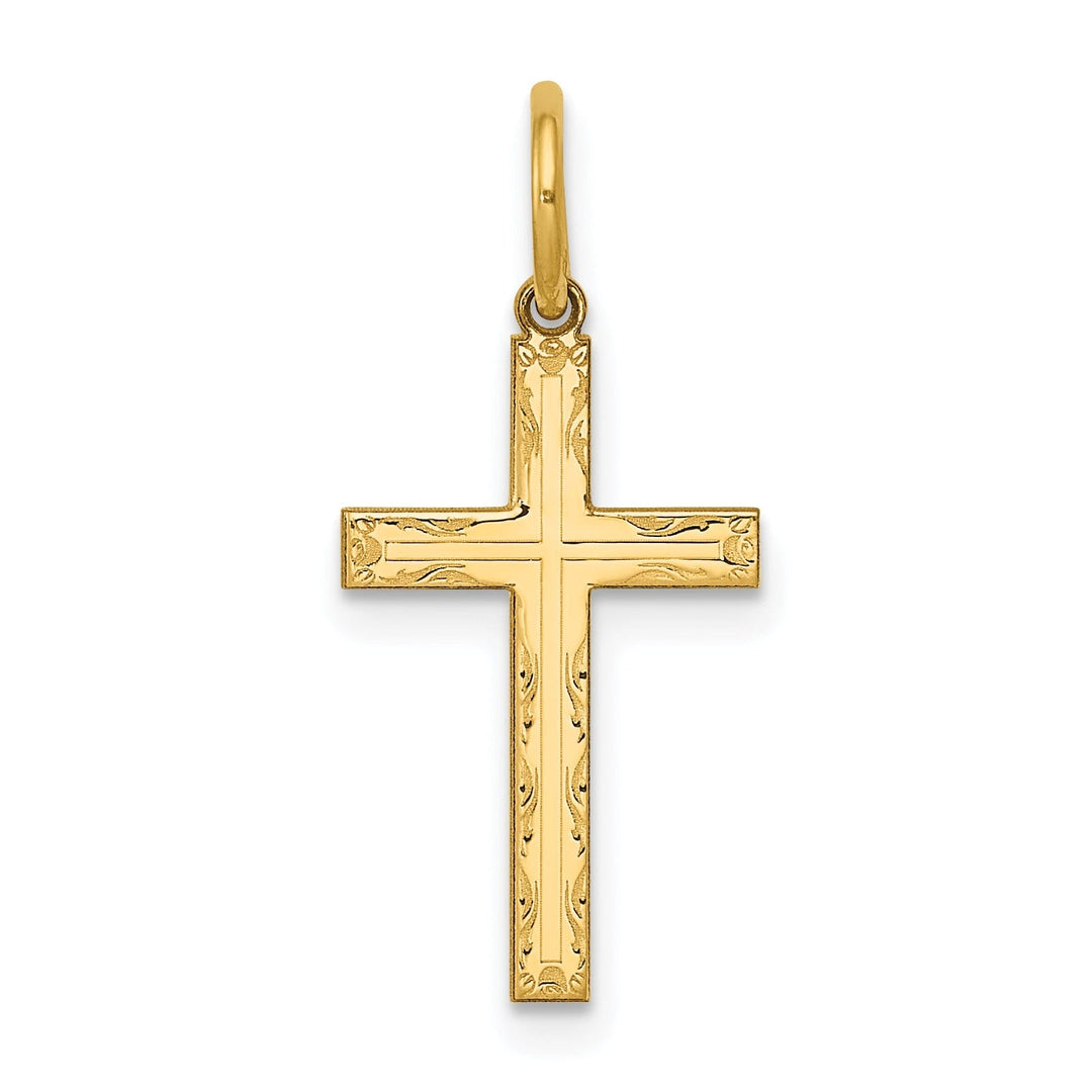 14k Yellow Gold Laser Designed Cross Charm