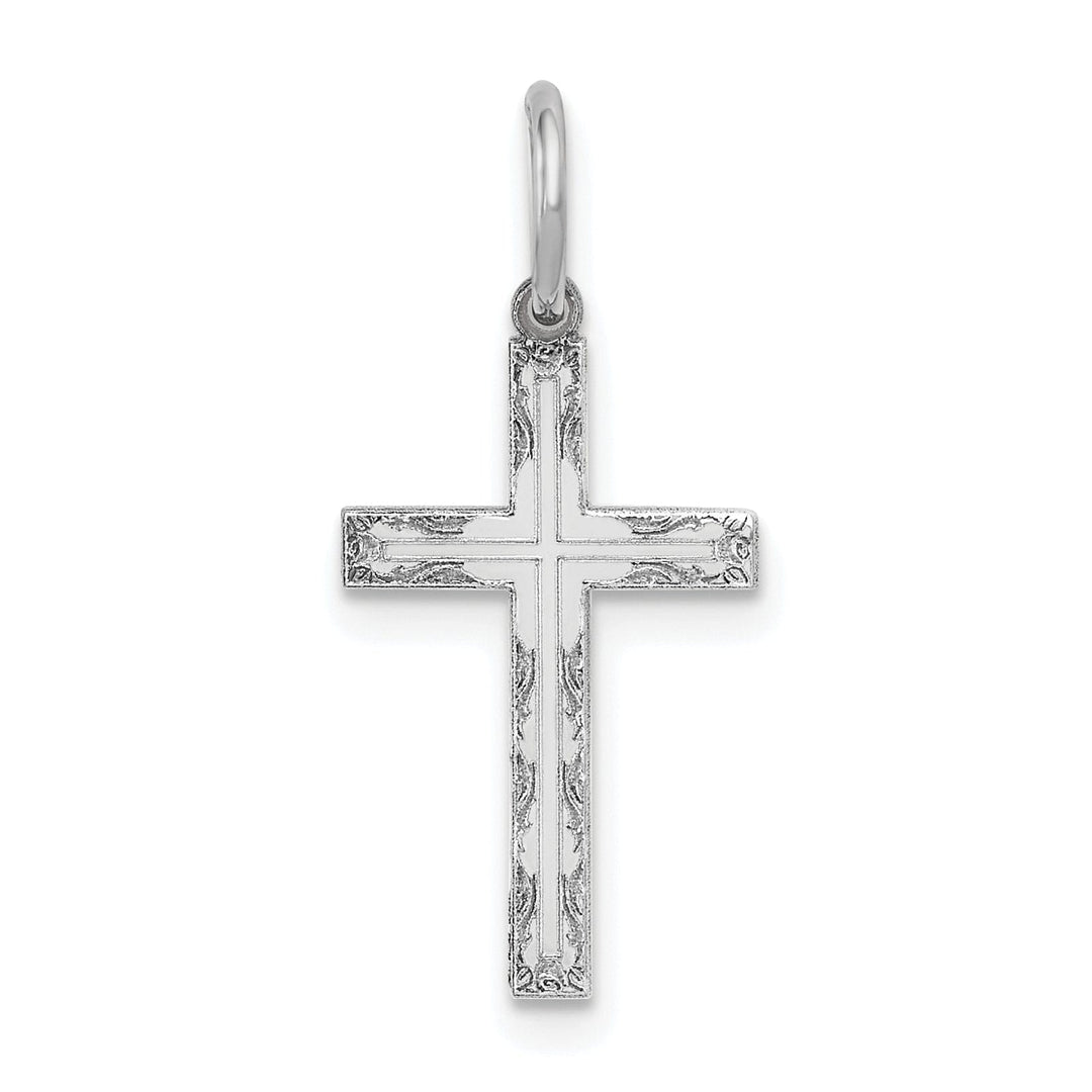 14k White Gold Laser Designed Cross Pendant