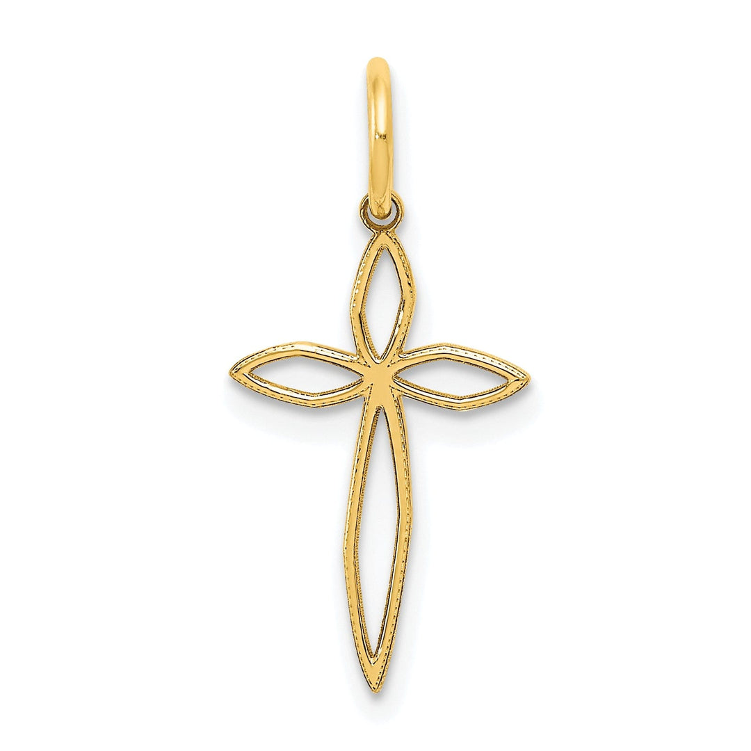 14k Yellow Gold Laser Designed Cross Pendant