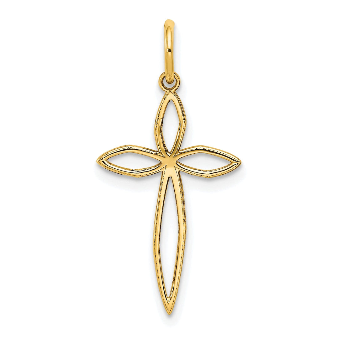 14k Yellow Gold Laser Designed Cross Pendant