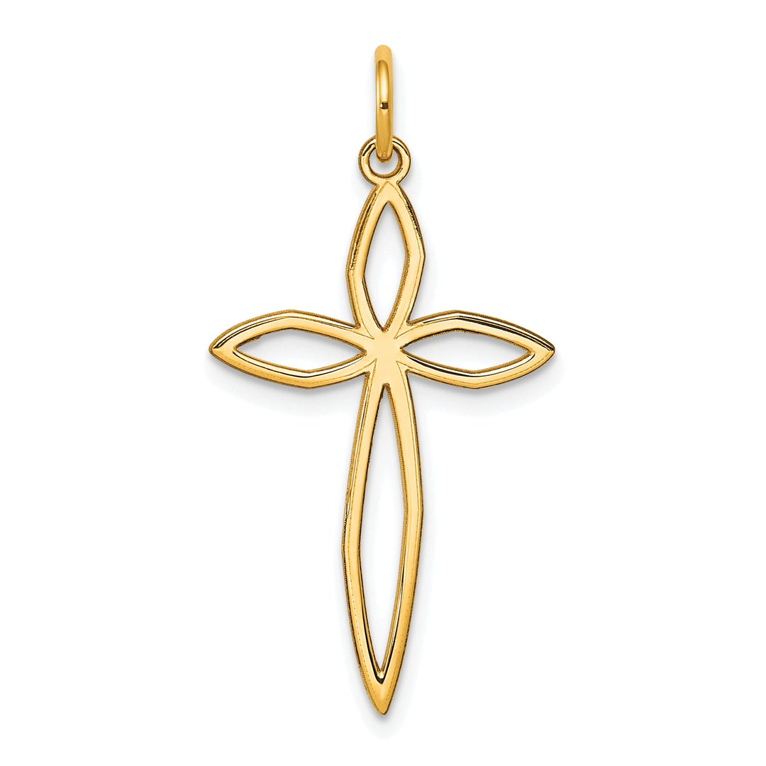 14k Yellow Gold Laser Designed Cross Pendant