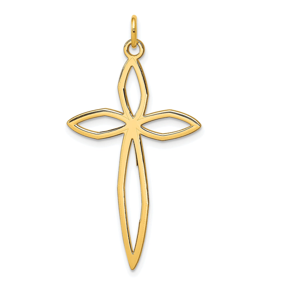 14k Yellow Gold Laser Designed Cross Pendant