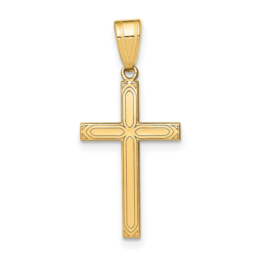 14k Yellow Gold Solid Cross Pendant