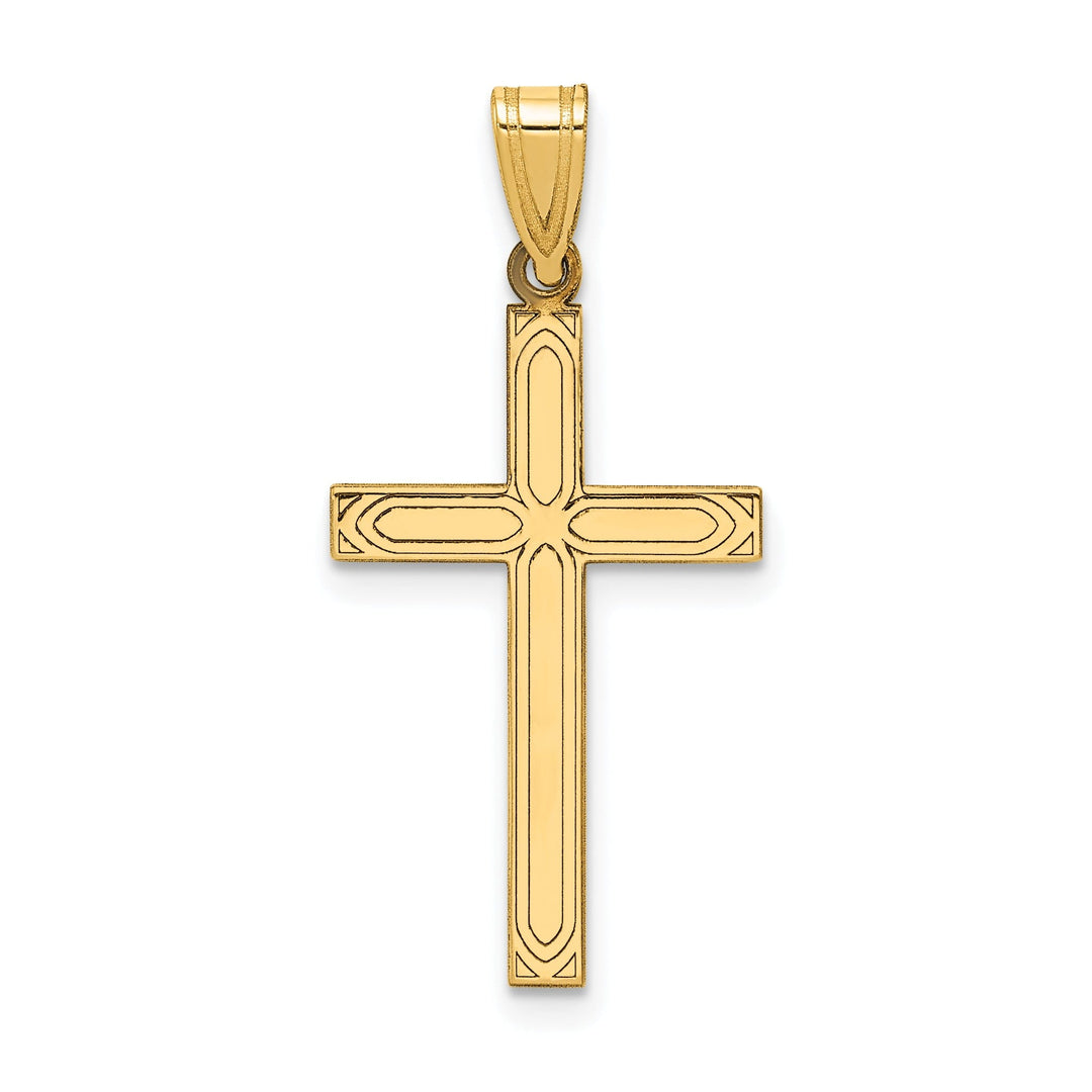 14k Yellow Gold Solid Cross Pendant