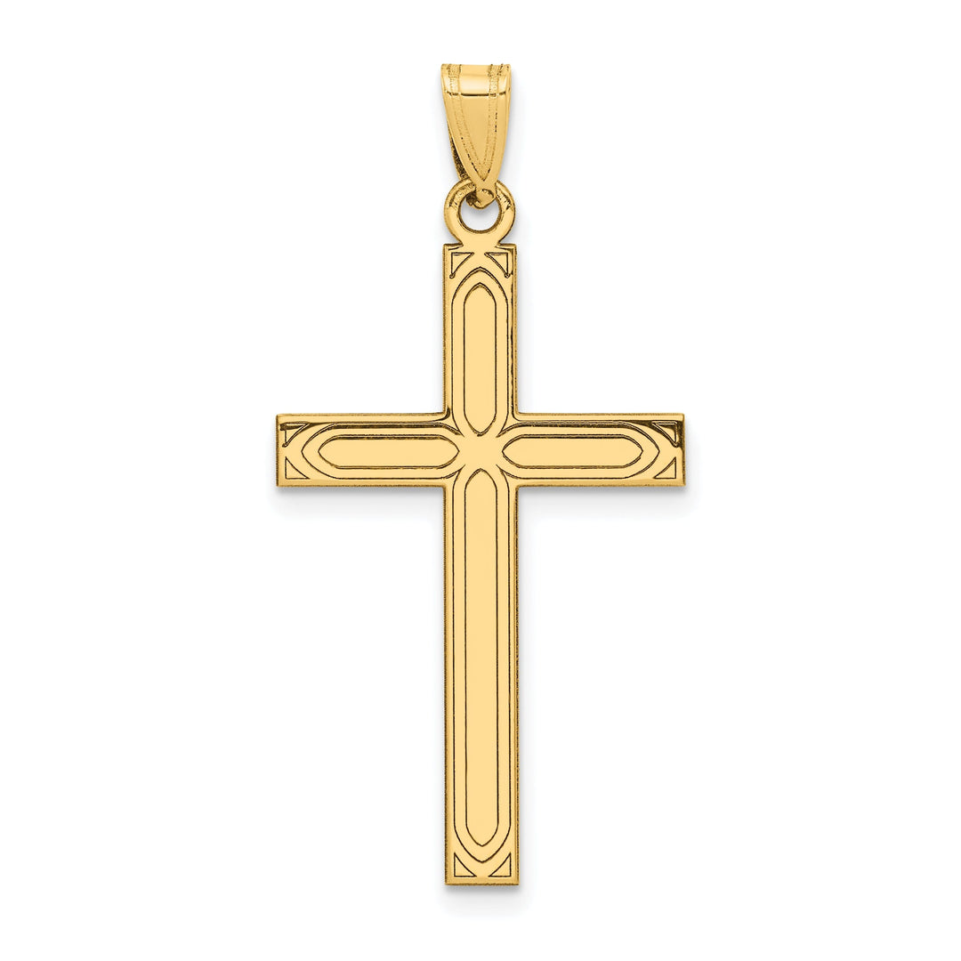 14k Yellow Gold Solid Cross Pendant