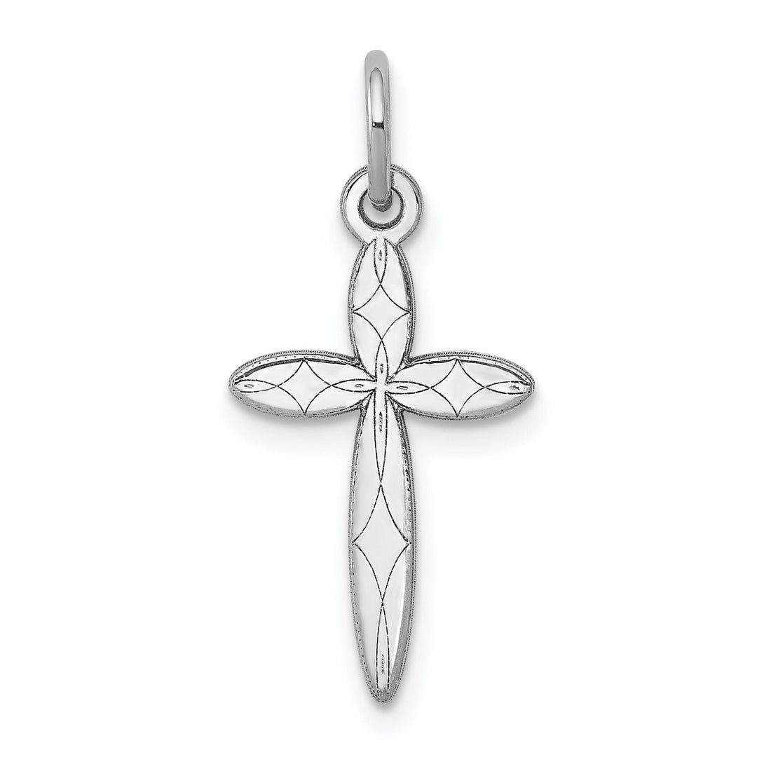 14k White Gold Laser Designed Cross Pendant