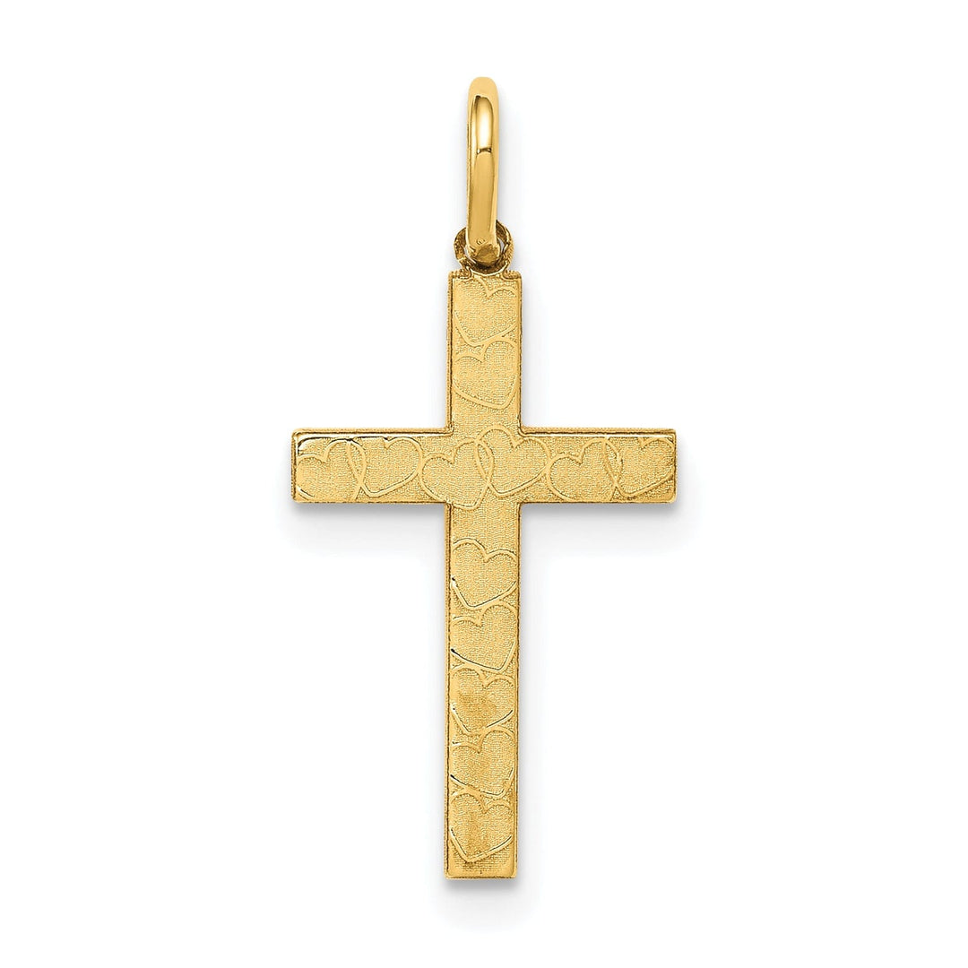 14k Yellow Gold Laser Designed Cross Pendant