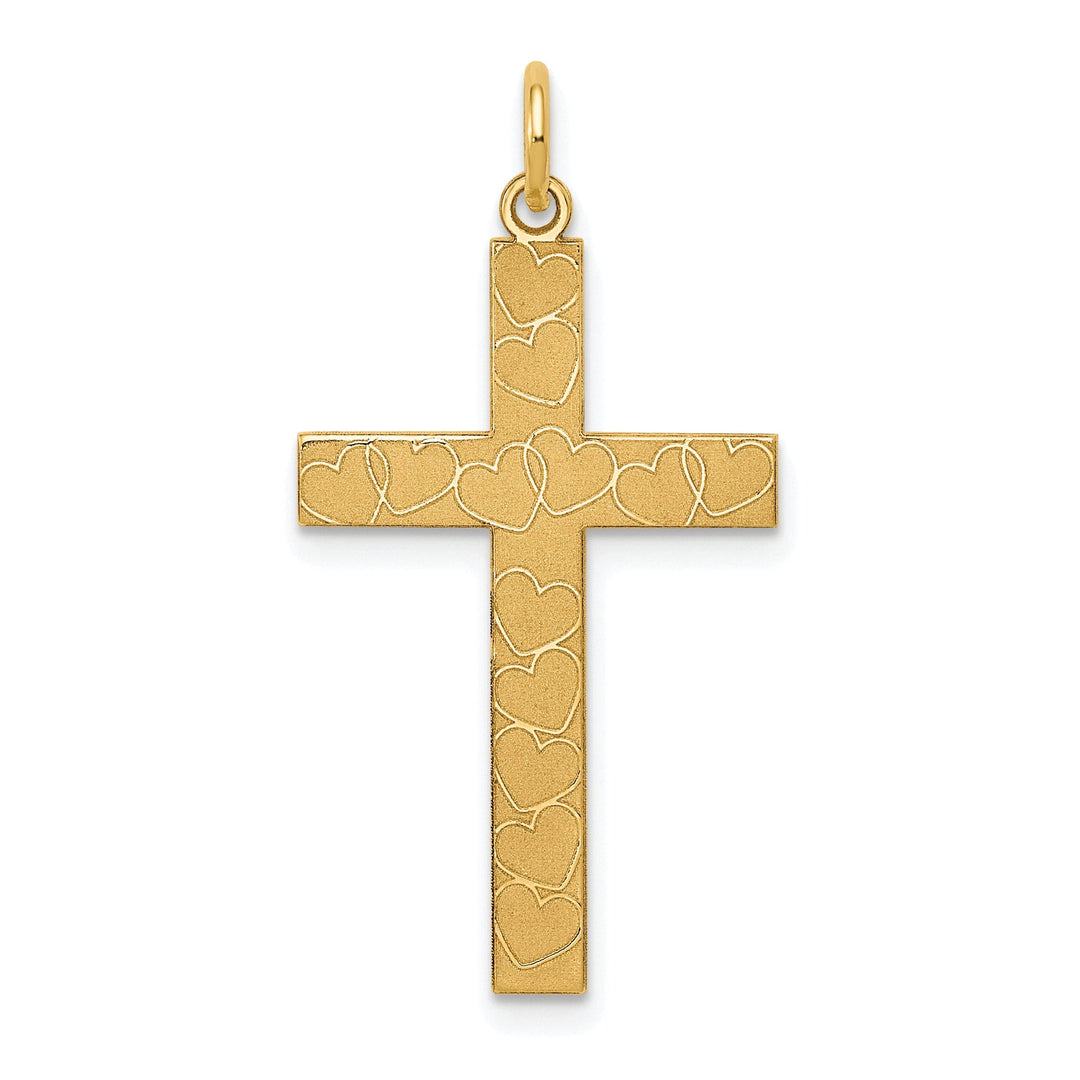 14k Yellow Gold Laser Designed Cross Pendant