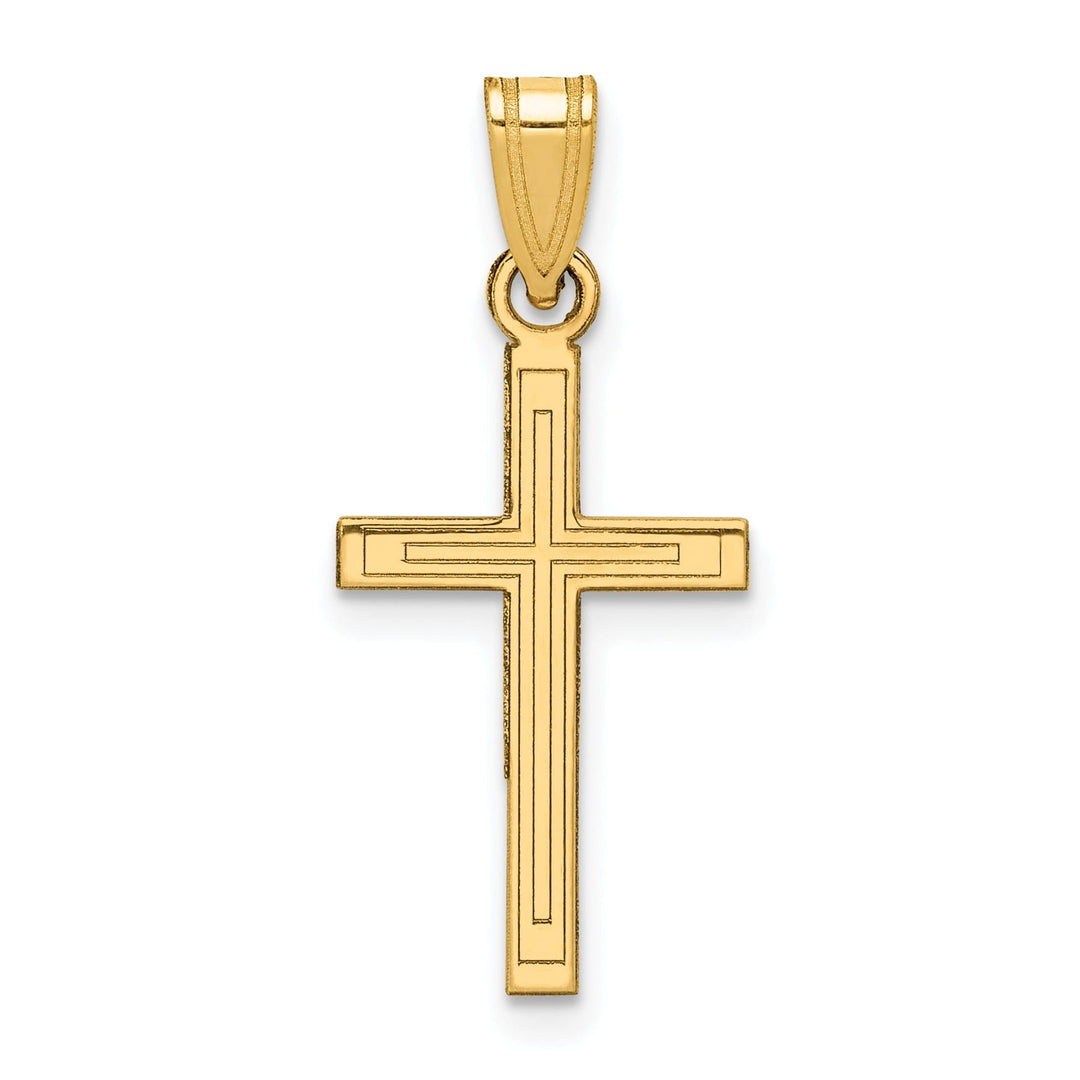 14k Yellow Gold Solid Cross Pendant