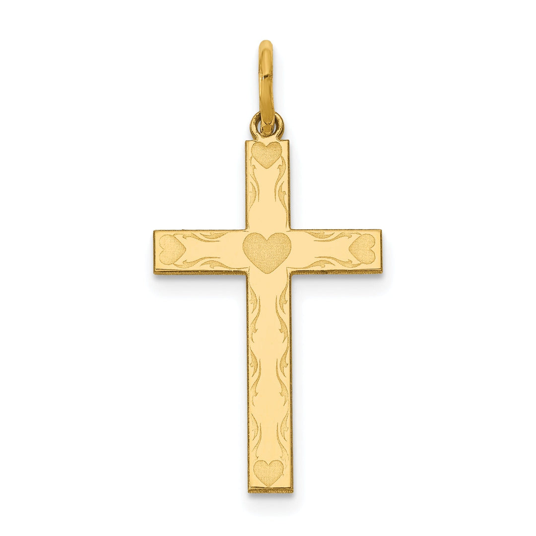 14k Yellow Gold Laser Designed Cross Pendant