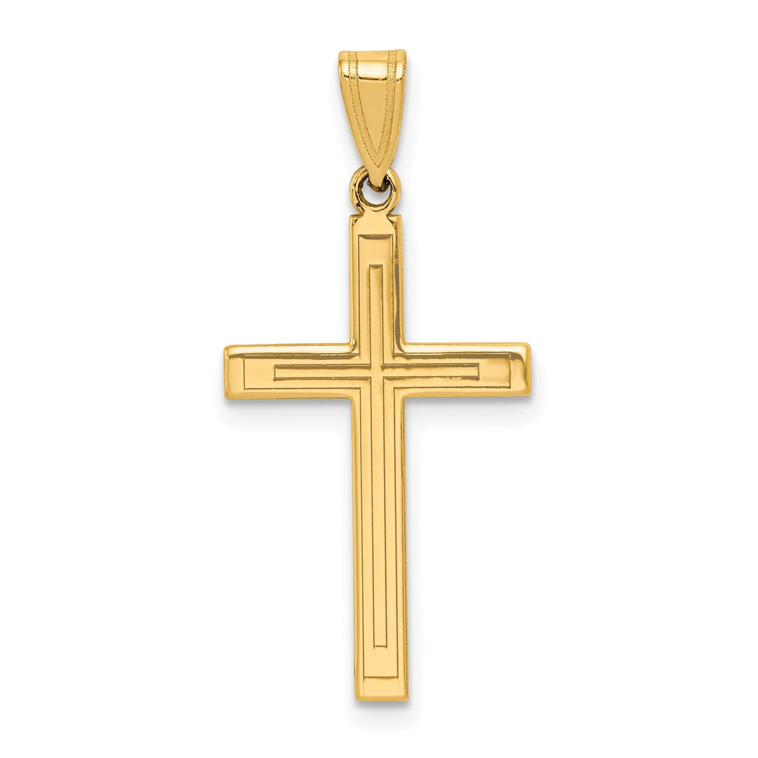 14k Yellow Gold Solid Cross Pendant