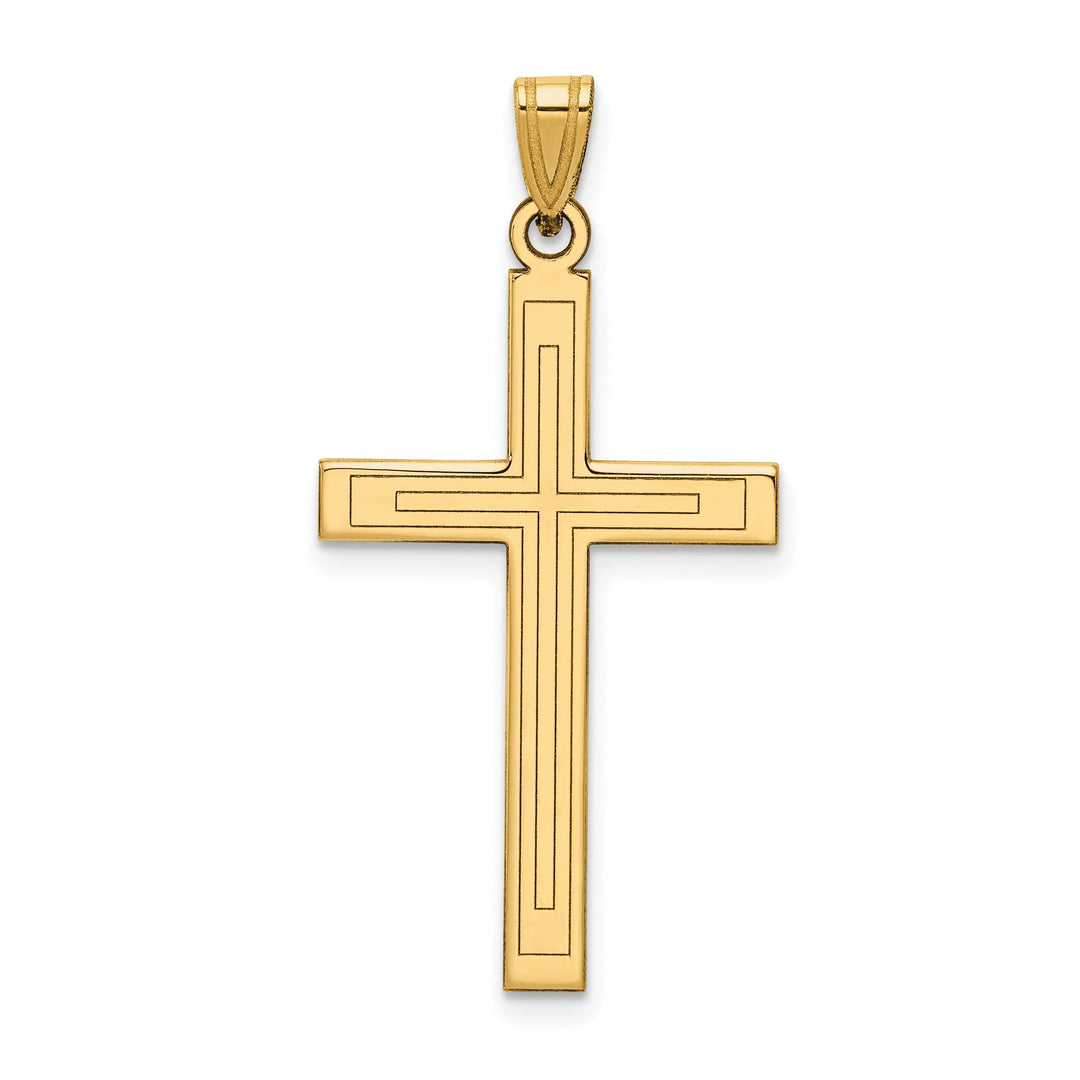 14k Yellow Gold Solid Cross Pendant