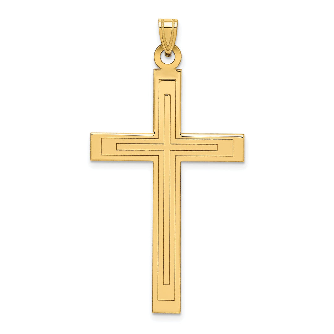 14k Yellow Gold Solid Cross Pendant