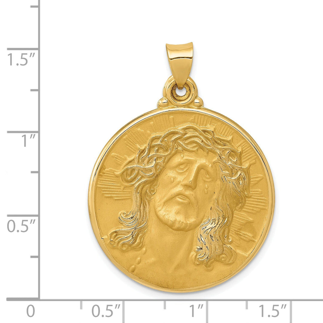 14k Yellow Gold Face of Jesus Medal Pendant