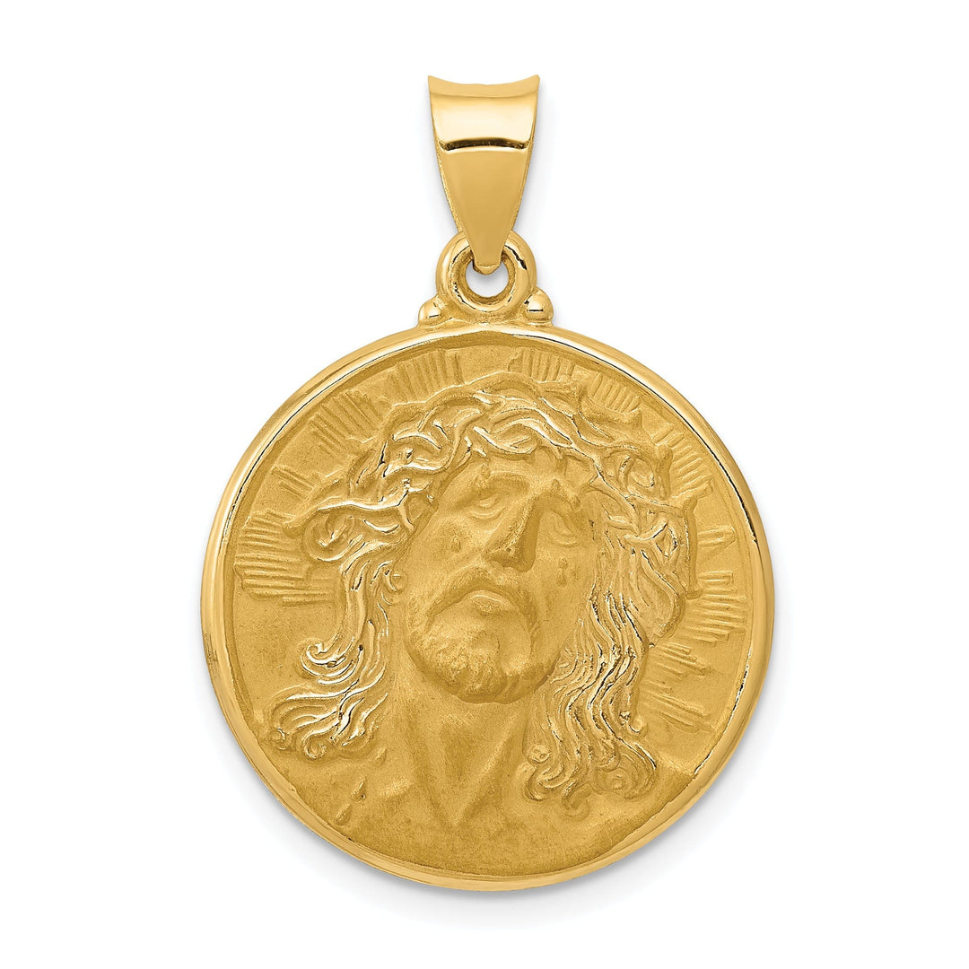 14k Yellow Gold Face of Jesus Medal Pendant