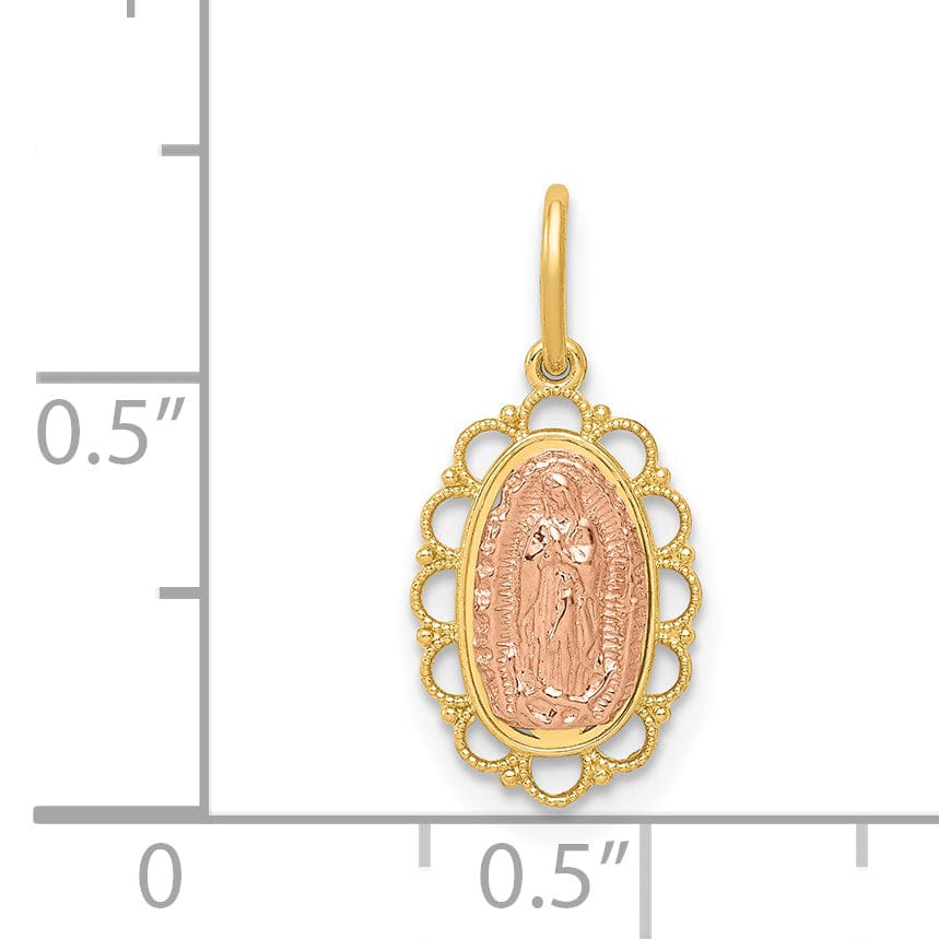 Polished 14k Two Tone Gold Guadalupe Pendant