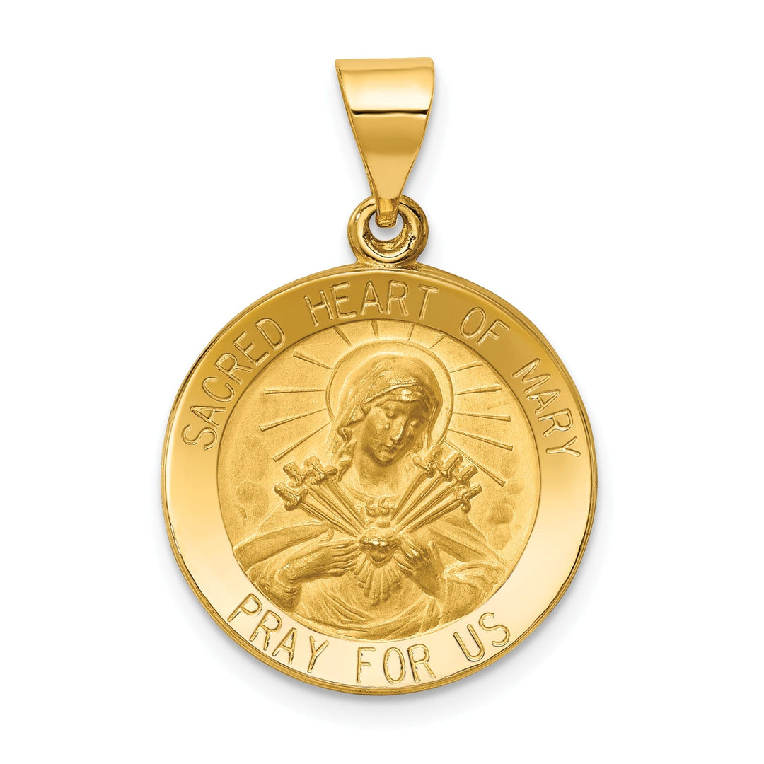 14k Yellow Gold Sacred Heart of Mary Medal
